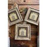 Oscar Stone Decor Çerçeveli Taş Duvar Dekoru Tablo 20x20 cm 3'lü Set Ayetel Kürsi 3CDD-463-3