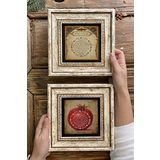 Oscar Stone Decor Çerçeveli Taş Duvar Dekoru Tablo 20x20cm 2'li Set (1104-462) Bereket Bereket Dua