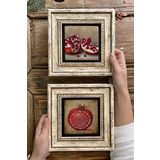 Oscar Stone Decor Çerçeveli Taş Duvar Dekoru Tablo 20x20cm 2'li Set (1104-476) Bereket Nar Nar