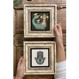 Oscar Stone Decor Çerçeveli Taş Duvar Dekoru Tablo 20x20cm 2'li Set (1213-114) Şahmeran Fatma Ana 2-2CDD-174