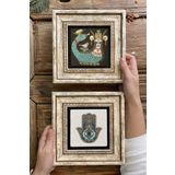Oscar Stone Decor Çerçeveli Taş Duvar Dekoru Tablo 20x20cm 2'li Set (1213-114) Şahmeran Fatma Ana