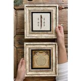 Oscar Stone Decor Çerçeveli Taş Duvar Dekoru Tablo 20x20cm 2'li Set (462-321) Bereket Dua Elif