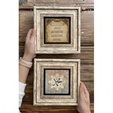 Oscar Stone Decor Çerçeveli Taş Duvar Dekoru Tablo 20X20Cm 2'Li Set (464-345) Nazar Dua Muhammed 2-2Cdd-059