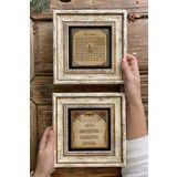 Oscar Stone Decor Çerçeveli Taş Duvar Dekoru Tablo 20x20cm 2'li Set (464-538) Nazar Esmaül Hüsna 2-2CDD-073