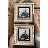 Oscar Stone Decor Çerçeveli Taş Duvar Dekoru Tablo 20X20Cm 2Li Set Atatürk 2Cdd-910-2
