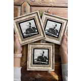 Oscar Stone Decor Çerçeveli Taş Duvar Dekoru Tablo 20x20cm 3'lü Set Atatürk 3CDD-910-3