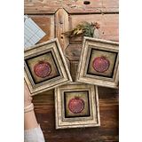 Oscar Stone Decor Çerçeveli Taş Duvar Dekoru Tablo 20x20cm 3'lü Set Bereket Duası Nar