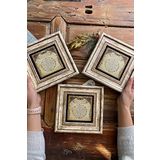 Oscar Stone Decor Çerçeveli Taş Duvar Dekoru Tablo 20x20cm 3'lü Set Bereket Duası