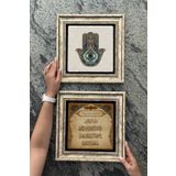 Oscar Stone Decor Çerçeveli Taş Duvar Dekoru Tablo 30x30cm 2'li Set (114-464) Fatma Ana Nazar Dua 2CDD3030-037