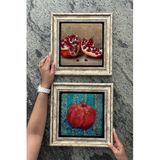 Oscar Stone Decor Çerçeveli Taş Duvar Dekoru Tablo 30x30cm 2'li Set (480-476) Nar Nar 2CDD3030-086