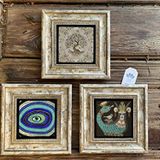 Oscar Stone Decor Çerçeveli Taş Duvar Dekoru Tablo 3'lü Set 20x20 cm Şahmeran Nazar Göz Hayat Ağacı