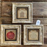 Oscar Stone Decor Çerçeveli Taş Duvar Dekoru Tablo 3'lü Set 20x20cm Bereket Ayetel Kürsi Nar Dua