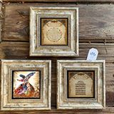 Oscar Stone Decor Çerçeveli Taş Duvar Dekoru Tablo 3'lü Set 20x20cm Bereket Dua Ayetel Kürs Semazen