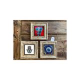 Oscar Stone Decor Çerçeveli Taş Duvar Dekoru Tablo 3'Lü Set 20X20Cm Fatma Ana Eli Nazar Boncuğu Fil 3Cdd-40-357