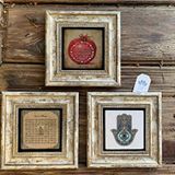 Oscar Stone Decor Çerçeveli Taş Duvar Dekoru Tablo 3'lü Set 20x20cm Fatma Ana Esmaül Hüsna Nar Dua