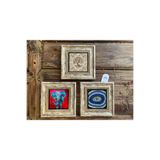 Oscar Stone Decor Çerçeveli Taş Duvar Dekoru Tablo 3'Lü Set 20X20Cm Fil Hayat Ağacı Nazar Göz 3Cdd-40-359