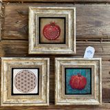 Oscar Stone Decor Çerçeveli Taş Duvar Dekoru Tablo 3'lü Set 20x20cm Nar Dua Nar Yaşam Çiçeği