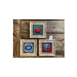 Oscar Stone Decor Çerçeveli Taş Duvar Dekoru Tablo 3'lü Set 20x20cm Nazar Göz Fil Nar Tablosu 3CDD-40-369