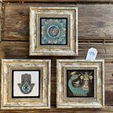 Oscar Stone Decor Çerçeveli Taş Duvar Dekoru Tablo 3'lü Set 20x20cm Şahmeran Desen Fatma Ana Eli