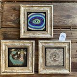 Oscar Stone Decor Çerçeveli Taş Duvar Dekoru Tablo 3'lü Set 20x20cm Şahmeran Nazar Göz Hayat Ağacı