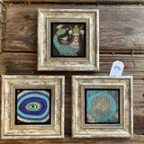 Oscar Stone Decor Çerçeveli Taş Duvar Dekoru Tablo 3'lü Set 20x20cm Şahmeran Nazar Göz Yaşam Çiçeği