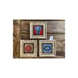 Oscar Stone Decor Çerçeveli Taş Duvar Dekoru Tablo 3'Lü Set 20X20Cm Yaşam Çiçeği Nazar Hayat Ağacı 3Cdd-40-471