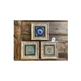 Oscar Stone Decor Çerçeveli Taş Duvar Dekoru Tablo 3'lü Set 20x20cm Yaşam Çiçeği Nazar Hayat Ağacı 3CDD-40-509