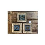 Oscar Stone Decor Çerçeveli Taş Tablo 20x20 cm 3 Lü Blue Pattern Set Mavi Desen Seti