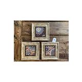 Oscar Stone Decor Çerçeveli Taş Tablo 20x20 cm 3 Lü Set Brown Blue Pattern Mavi Kahve Desen