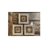 Oscar Stone Decor Çerçeveli Taş Tablo 20x20 cm 3 Lü Set Brown Pattern Kahve Desen Seti