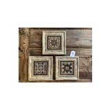 Oscar Stone Decor Çerçeveli Taş Tablo 20x20 cm 3 Lü Set Brown Pattern Kahverengi Desen Seti