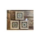 Oscar Stone Decor Çerçeveli Taş Tablo 20x20 cm 3 Lü Set Brown Tile Kahverengi Desen