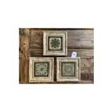 Oscar Stone Decor Çerçeveli Taş Tablo 20x20 cm 3 Lü Set Bule Green Pattern Yeşil Mavi Desenler