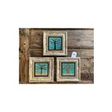 Oscar Stone Decor Çerçeveli Taş Tablo 20x20 cm 3 Lü Set Çiçek Ağaçları Seti Tree Set