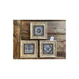 Oscar Stone Decor Çerçeveli Taş Tablo 20X20 Cm 3 Lü Set Desen Seti Pattern Tile Set 3Cdd-40-307
