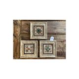 Oscar Stone Decor Çerçeveli Taş Tablo 20X20 Cm 3 Lü Set Desen Seti Pattern Tile Set 3Cdd-40-308