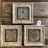 Oscar Stone Decor Çerçeveli Taş Tablo 20x20 cm 3 Lü Set Eski Kapı Desenler