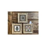 Oscar Stone Decor Çerçeveli Taş Tablo 20x20 cm 3 Lü Set Fatma Ana Eli Ebruli Desen