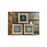 Oscar Stone Decor Çerçeveli Taş Tablo 20x20 cm 3 Lü Set Fatma Ana Yaşam Çiçeği Seti