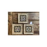 Oscar Stone Decor Çerçeveli Taş Tablo 20x20 cm 3 Lü Set Flower Set Çiçek Seti