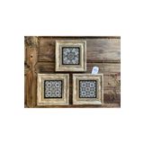 Oscar Stone Decor Çerçeveli Taş Tablo 20x20 cm 3 Lü Set Green Pattern Set Yeşil Desenler