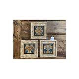 Oscar Stone Decor Çerçeveli Taş Tablo 20X20 Cm 3 Lü Set Kahverengi Desen Seti Brown Blue Set 3Cdd-40-310