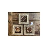 Oscar Stone Decor Çerçeveli Taş Tablo 20x20 cm 3 Lü Set Kahverengi Desenler Brown Set