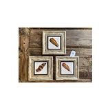 Oscar Stone Decor Çerçeveli Taş Tablo 20x20 cm 3 Lü Set Kuş Tüyü