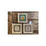 Oscar Stone Decor Çerçeveli Taş Tablo 20x20 cm 3 Lü Set Lotus Çiçeği Hayat Ağacı