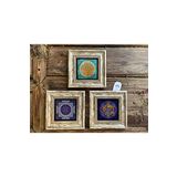 Oscar Stone Decor Çerçeveli Taş Tablo 20x20 cm 3 Lü Set Lotus Horus Desenler