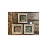 Oscar Stone Decor Çerçeveli Taş Tablo 20x20 cm 3 Lü Set Old Door Pattern Eski Kapı Desenleri