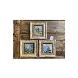 Oscar Stone Decor Çerçeveli Taş Tablo 20x20 cm 3 Lü Set Ortanca Çiçek Seti Flower
