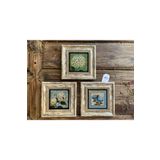 Oscar Stone Decor Çerçeveli Taş Tablo 20x20 cm 3 Lü Set Ortanca Çiçekleri