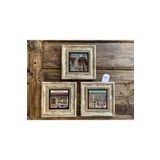 Oscar Stone Decor Çerçeveli Taş Tablo 20x20 cm 3 Lü Set Patisserie France Old Cafe